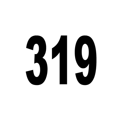 Number 319 White Black Stickers, Magnet | Wacky Print